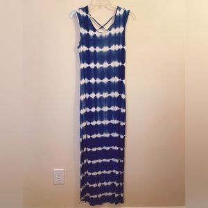 Blue and white tie dye maxi dress